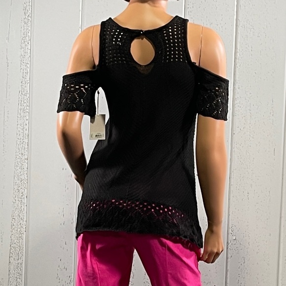 *NWT Lauren Conrad Women’s Black Crochet Cold Shoulder Top Sz XS - Picture 8 of 12